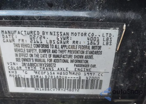 2024 Nissan Sentra Sv Xtronic Cvt z USA, uszkodzony, nr VIN 3N1AB8CV7RY298072
